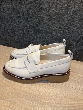 Everlane White Leather Platform Loafers